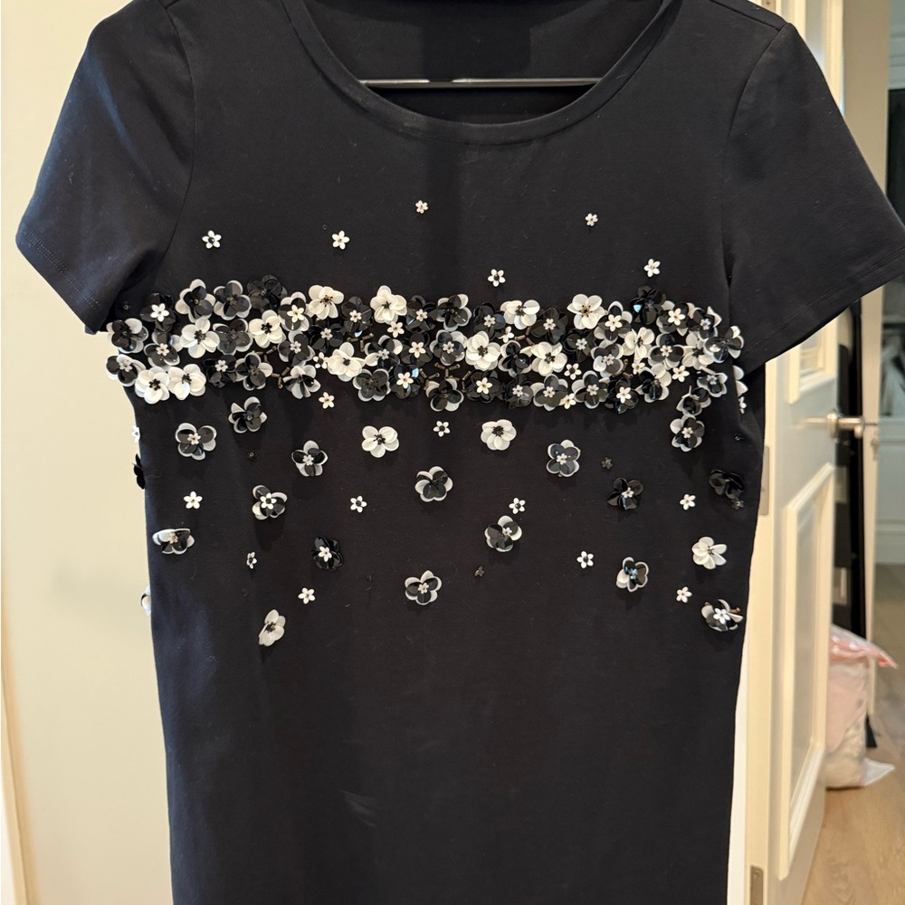 Weekend Max Mara Floral Embellished Black T-shirt